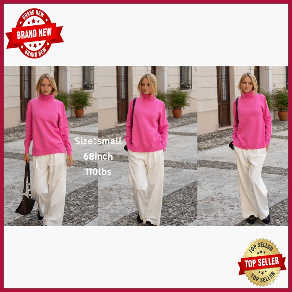 Chunky Turtleneck Sweater Split Hem Pullover Casu… - image 7